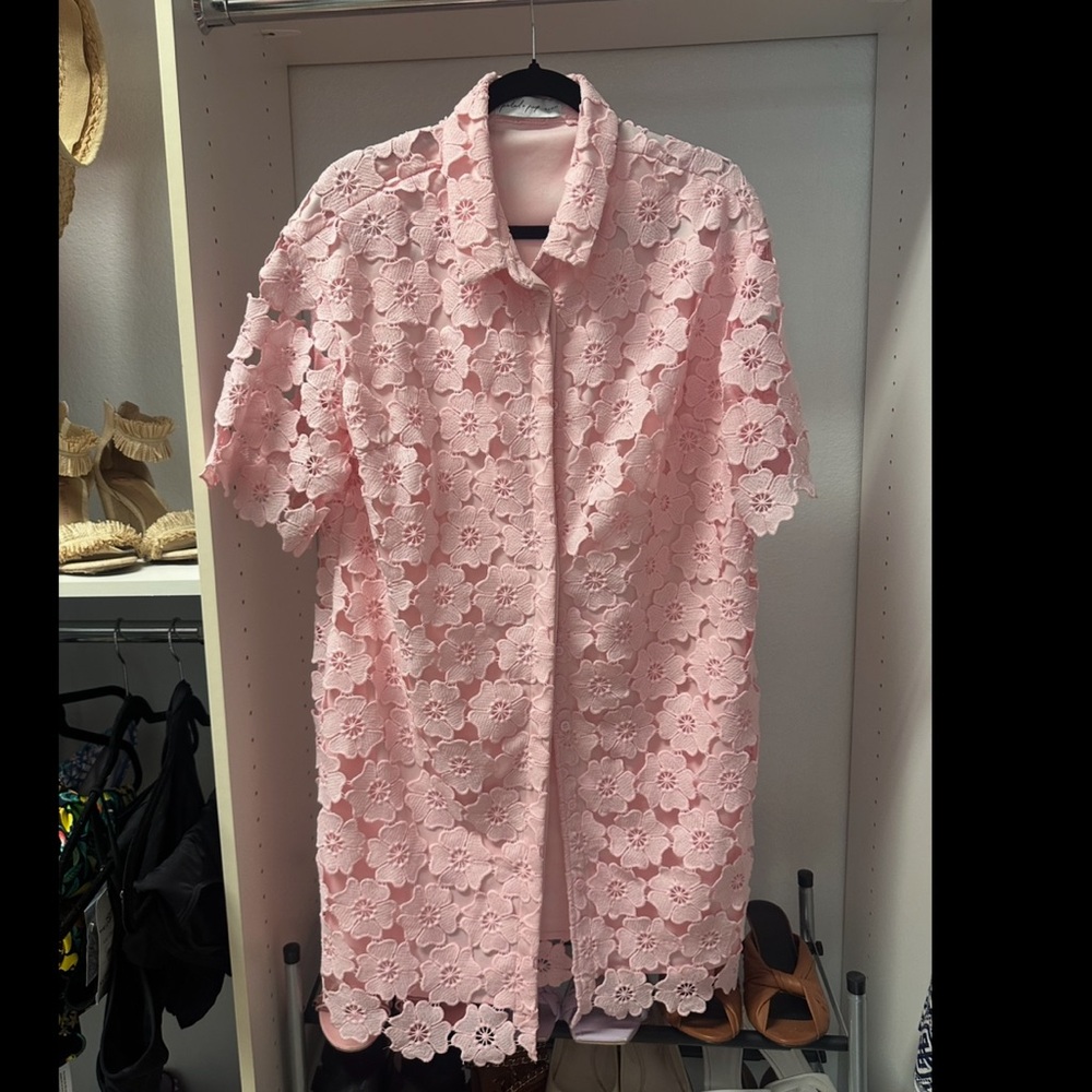 Petal & Pup Tallie Floral Lace Pink Shirtdress 16